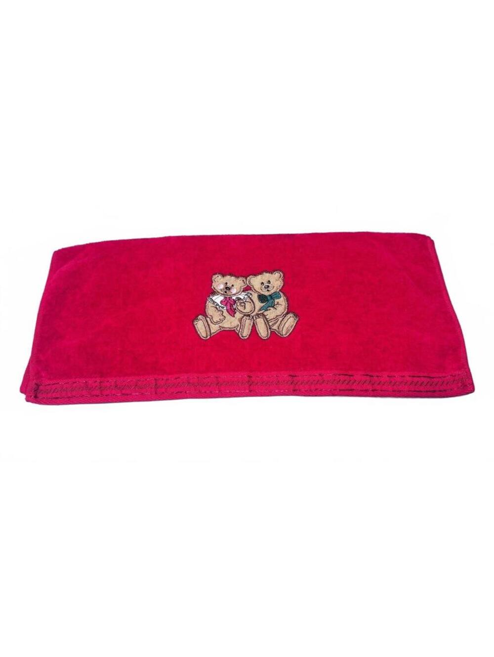 Christmas Bears Embroidered Dish Towel 37" W x 21" L Decorative 100% Cotton Red